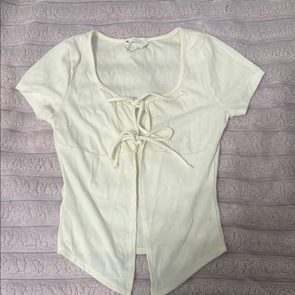 Cream Tie-Front Women's Top